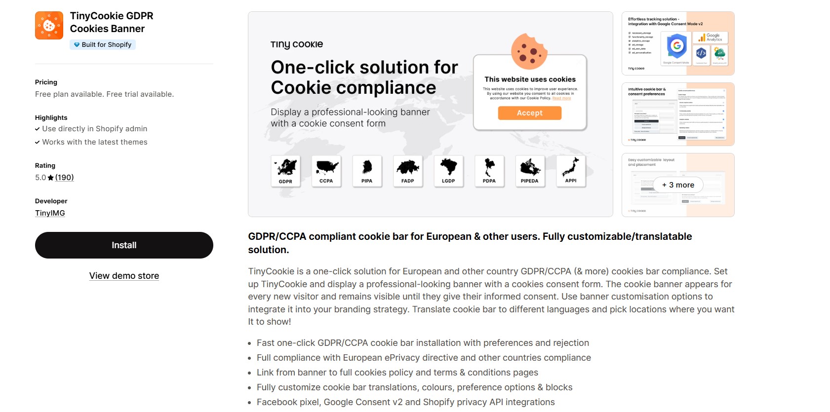  TinyCookie – Lightweight GDPR/CCPA Cookie Consent in Minutes